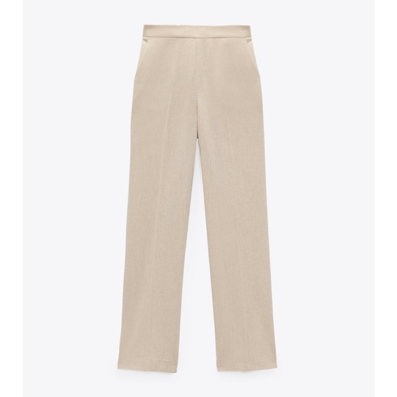 Zara Linen Look Rustic Wide Leg Pant XS NWT - Picture 4 of 9